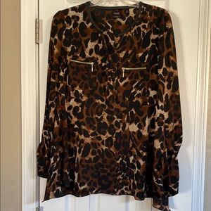 Ladies Rafaella Black/Brown/Beige Pullover Blouse w/ 2 Zippered Pockets.Med. $5